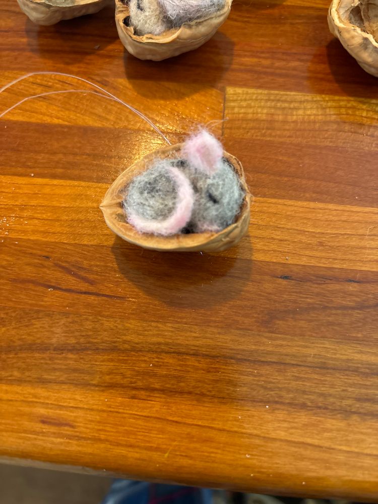 Grey baby mouse ornament 